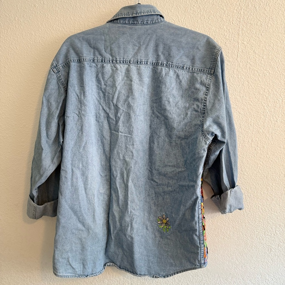 Floral Denim Button-Up Shirt - Picture 2 of 2